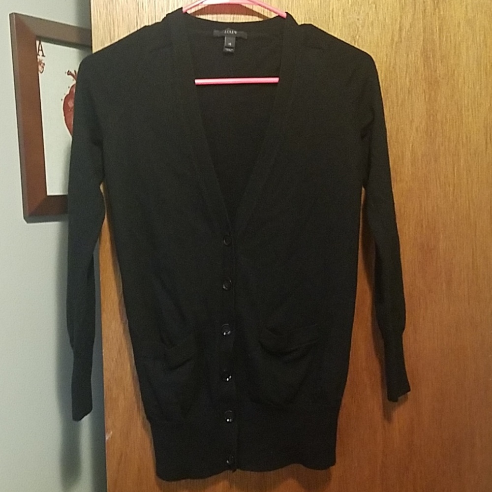 J. Crew Merino Wool Button Up Cardigan / Black